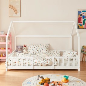 Házikó gyerekágy Sisimiut 140x200 cm matraccal fehér [en.casa]