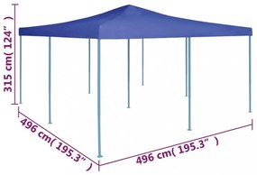 kék összecsukható pavilon 5 x 5 m