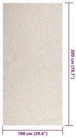 ZIZUR krém juta hatású beltéri és kültéri szőnyeg 100x200 cm