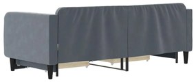 sötétszürke kihúzható bársony heverő 90 x 200 cm
