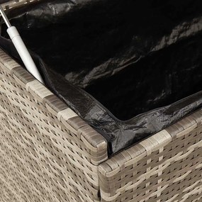 szürke polyrattan kerti tárolóláda kerekekkel 110x55x73 cm