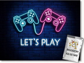 Fotótapéta Flizelina Tégla Gaming Játék Pad Kontroller Neon 200x140 ragasztó