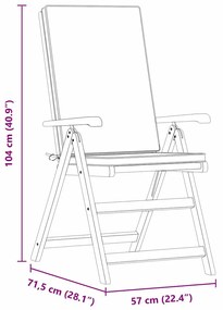 Kerti Szék párnával 8 pcs Barna 57 x 71.5 x 104cm Tömör tíkfa