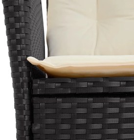 9 részes fekete polyrattan kerti étkezőgarnitúra párnákkal