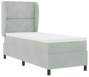 Boxspring Ágy Matrac Közép Szürke 80x200 cm Bársony