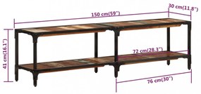 tömör újrahasznosított fa TV-szekrény 150x30x41 cm