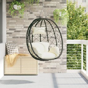 Függő tojásfotel állvány nélkül Krém fehér Poli Rattan