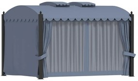 antracitszürke acélpavilon függönyökkel 3 x 4 m