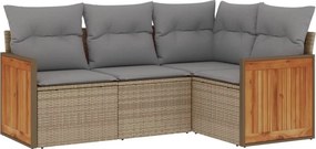 vidaXL 4 részes bézs polyrattan kerti ülőgarnitúra párnákkal