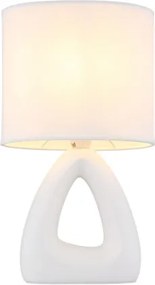 Globo 21731W Asztali lámpa, kerámia fehér, textil fehér, kábel PVC fehér, billenőkapcsoló a kábelen, HxSzxM: 170x100x300mm, kábel hossza 1300mm, 1x E14 40W 230V izzó nélkül