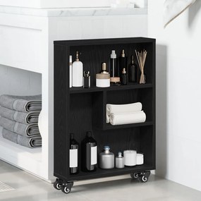 Keskeny Tároló Kerekes Trolley Fekete Tölgy 48x13x68 cm Műanyag