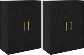 vidaXL Fali szekrény 2 pcs Fekete tölgy 69,5 x 34 x 90 cm Faanyag