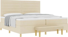 vidaXL Boxrugós ágy matracmal fejtámlával Krém 200 x 200 cm szövet