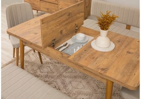 Étkezőgarnitúra(Kihúzható asztal, szék, konzol asztal) (6 db) Vina Puha pad 04 1005 - Atlanti fenyő, Krém
