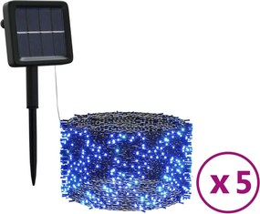 vidaXL 5 db 5x200 LED-es kék bel-/kültéri napelemes fényfüzér