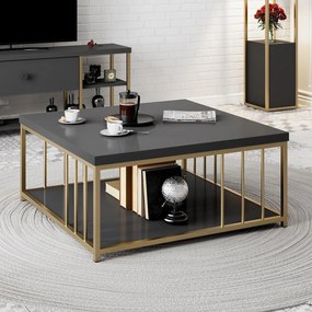 Dohányzóasztal Zenn - Anthracite, Gold