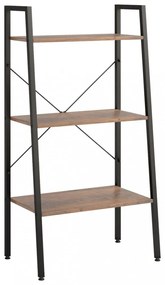 3 szintes sötétbarna és fekete állópolc 56 x 35 x 108 cm