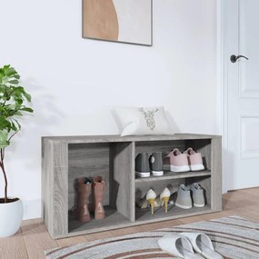 szürke sonoma színű szerelt fa cipősszekrény 100x35x45 cm