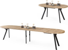 Mazzoni Ovális bővíthető étkezőasztal EXPANSO Craft Arany Tölgy / fekete lábak