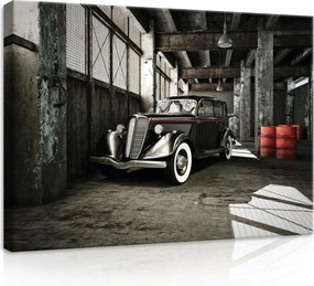 Vászonkép 70x50 Retro autó klasszikus ipari loft garázs beton fém nosztalgia