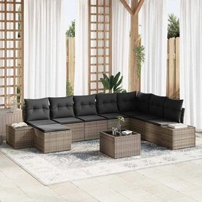 Kerti Kanapé Szett 9 pcs Szürke 319 x 209 x 85 cm Poli rattan