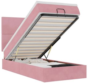 Ottomán ágykeret matracokkal rózsaszín 80x200cm bársony