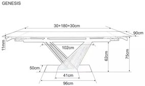 Genesis bővíthető étkezőasztal fehér 180-240 cm