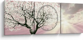 Rózsaszín fa képe (órával) (90x30 cm)