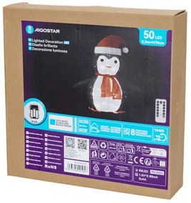 Aigostar - LED kültéri karácsonyi dekoráció 50xLED/3xAA IP44 pingvin