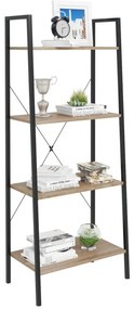 Intenso Home 4 szintes nyitott könyvespolc 60 x 148cm, döntött design, sonoma tölgy | Univerzális tároló állvány fém lábakkal