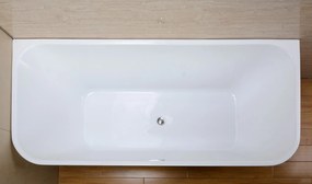 Erga Jasmine, falhoz szabadon álló kád 180x80 cm + leeresztő dugó, fehér fényes, ERG-Jázmin-180080-WH-WH