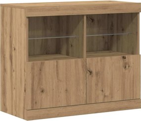vidaXL LED tálaló LED -es lámpákkal Barna 81 x 37 x 66,5 cm Faanyag