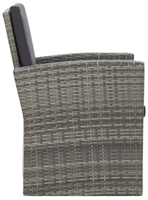 4-részes szürke polyrattan kerti bútorszett párnákkal