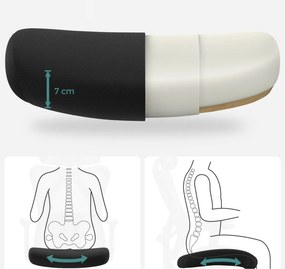 Irodai ergonomikus szék, állítható deréktámasszal és fejtámlával, fekete