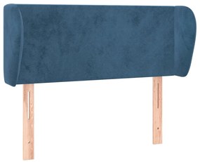 sötétkék bársony fejtámla szárnyakkal 83x23x78/88 cm