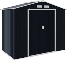 Outsunny kertiszerszám-tároló 2,42 m², kertiház ferde tetővel, tolóajtó, alap, 213 x 130 x 185 cm, horganyzott acélból készült, időjárásálló, kerthez,