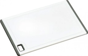 Fehér műanyag vágódeszka, csúszásgátló gumival 36 x 25 cm