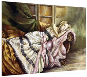 Ruhába öltözött szomorú hölgy képe (70x50 cm)