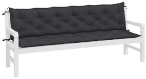 2 db fekete oxford szövet kerti padpárna 200 x 50 x 7 cm