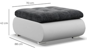 Tokio puff, fonott + műbőr, sötétszürke - fehér