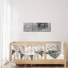 Kép - Skót tehén 5, fekete-fehér (órával) (90x30 cm)
