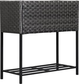 Outsunny Emelt Virágláda, Wicker Hatású Cserepes Virágágyás Polccal, Emelt Virágágy Beltéri és Kültéri Használatra, Szürke (70cm x 30cm x 72cm) | Aoso