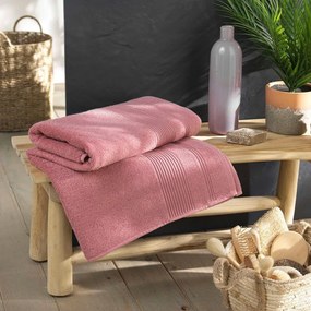 Rózsaszín frottír pamut fürdőlepedő 90x150 cm Tendresse – douceur d'intérieur