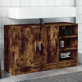Füstös tölgy színű szerelt fa mosdószekrény 90 x 29 x 55 cm