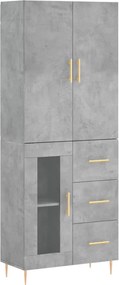 vidaXL betonszürke szerelt fa magasszekrény 69,5 x 34 x 180 cm
