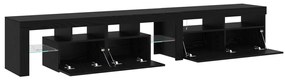 TV szekrény 2 db LED fényekkel Fekete tölgy Mérnöki fa