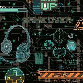 Arthouse Signature 2 Gamer fekete-neon videójátékos papír tapéta – 923707