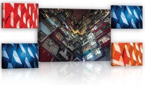 Vászonkép 135x50 Urbanisztika város éjszaka építészet geometria absztrakt