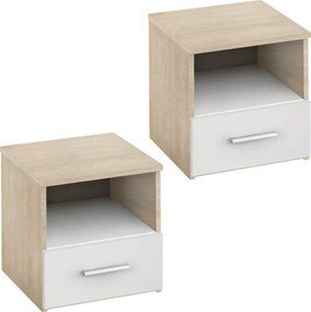Éjjeliszekrény, 2 db, tölgy sonoma/fehér, GABRIELA