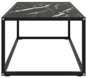 Fekete dohányzóasztal fekete márvány mintás üveggel 100x50x35cm